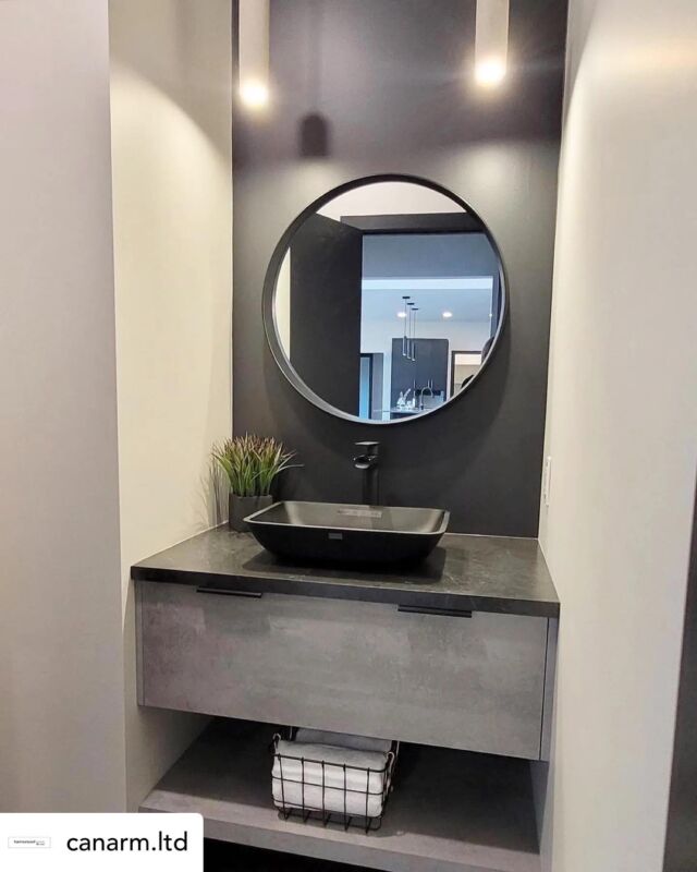 Such a stunning vanity! 🖤🤍

Details:

Paint: 
@benjaminmoore Black Panther and Silver Satin

Design team:
@foremost.floors 

Lighting: 
@canarm.ltd Cohen Pendant

.
.
.
.
.
#distinctivelighting #lighting #lightingstore #lightingdesign #lightingshowrooms #lightingfixtures #lightingideas #home #homerenovation #homestyling #homeinspo #homedecor #homedesign #homeinterior #instahome #interiorstyling #design #decor #decortips #interiordecorating #interiordesign #hgtv #designtips #hometips #showroom #stcatharines #niagarafalls #fonthill 
.
.
.
Posted @withregram