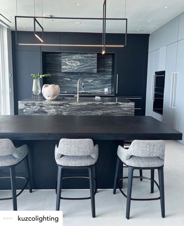 The Arkell linear pendant by @kuzcolighting adds a touch of modern sculpture in this sleek and moody black kitchen design. 
.
.

#distinctivelighting #lighting #lightingstore #lightingdesign #lightingshowrooms #lightingfixtures #lightingideas #home #homerenovation #homestyling #homeinspo #homedecor #homedesign #homeinterior #instahome #interiorstyling #design #decor #decortips #interiordecorating #interiordesign #hgtv #designtips #hometips #showroom #stcatharines #niagarafalls #fonthill